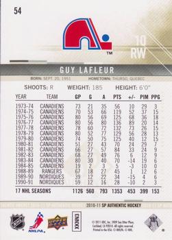 2010-11 SP Authentic #54 Guy Lafleur Back