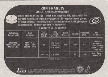 2002-03 Topps Heritage #4 Ron Francis Back