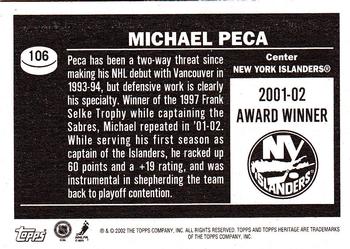 2002-03 Topps Heritage #106 Michael Peca Back