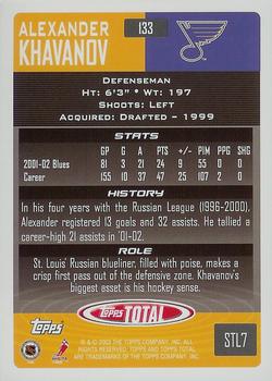 2002-03 Topps Total #133 Alexander Khavanov Back