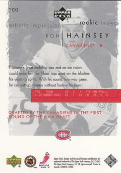 2002-03 Upper Deck Artistic Impressions #100 Ron Hainsey Back