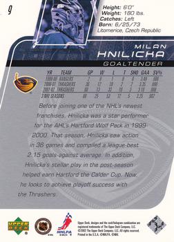 2002-03 Upper Deck #9 Milan Hnilicka Back