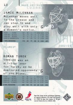 2002-03 Upper Deck Mask Collection #13 Roman Turek / Jamie McLennan Back