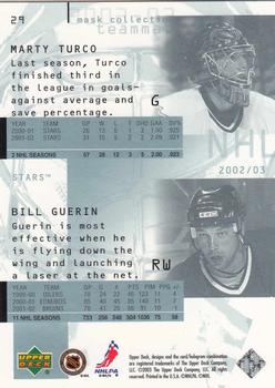 2002-03 Upper Deck Mask Collection #29 Bill Guerin / Marty Turco Back