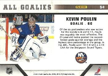 2010-11 Panini All Goalies #54 Kevin Poulin Back