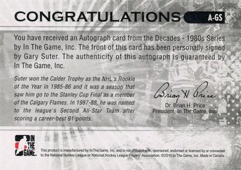2010-11 In The Game Decades 1980s #A-GS Gary Suter Back