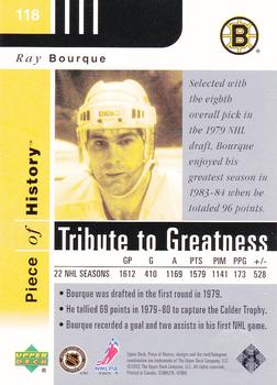 2002-03 Upper Deck Piece of History #118 Ray Bourque Back