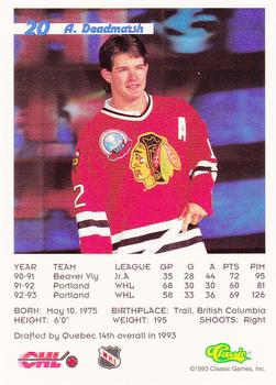 1993 Classic '93 Hockey Draft #20 Adam Deadmarsh Back