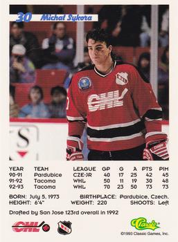 1993 Classic '93 Hockey Draft #30 Michal Sykora Back