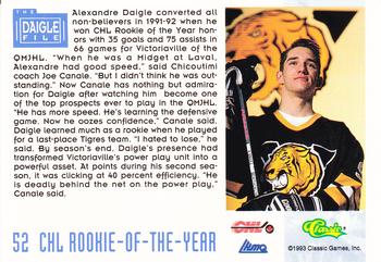 1993 Classic '93 Hockey Draft #52 Alexandre Daigle Back