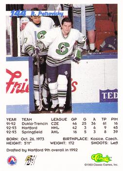 1993 Classic '93 Hockey Draft #144 Robert Petrovicky Back