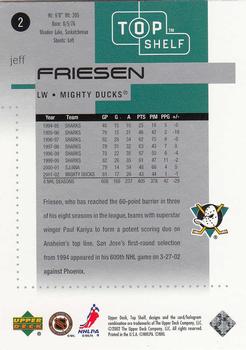 2002-03 Upper Deck Top Shelf #2 Jeff Friesen Back