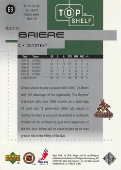 2002-03 Upper Deck Top Shelf #69 Daniel Briere Back