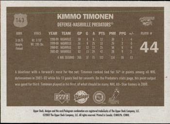 2002-03 Upper Deck Vintage #143 Kimmo Timonen Back