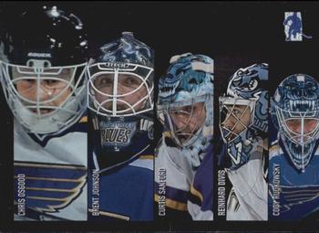 2003-04 Be a Player Memorabilia - Deep In The Crease #DC-12 Chris Osgood / Brent Johnson / Curtis Sanford / Reinhard Divis / Cody Rudkowsky Front