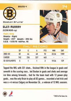 2003-04 In The Game Action #14 Glen Murray Back