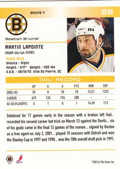 2003-04 In The Game Action #28 Martin Lapointe Back