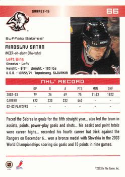 2003-04 In The Game Action #66 Miroslav Satan Back