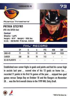 2003-04 In The Game Action #73 Patrik Stefan Back