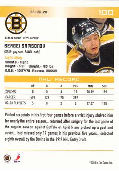 2003-04 In The Game Action #100 Sergei Samsonov Back