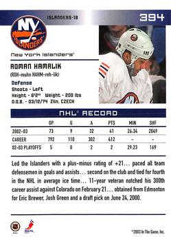 2003-04 In The Game Action #394 Roman Hamrlik Back