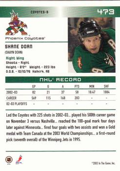 2003-04 In The Game Action #473 Shane Doan Back