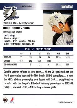 2003-04 In The Game Action #568 Dave Andreychuk Back