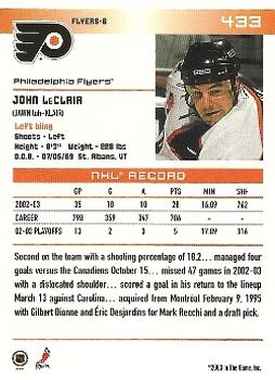 2003-04 In The Game Action #433 John LeClair Back
