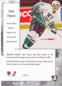 2003-04 In The Game Used Signature Series #157 Mark Popovic Back