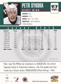 2003-04 Pacific #10 Petr Sykora Back