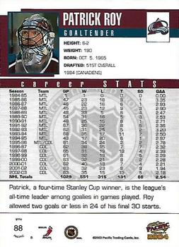 2003-04 Pacific #88 Patrick Roy Back