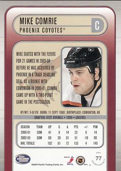 2003-04 Pacific Calder #77 Mike Comrie Back