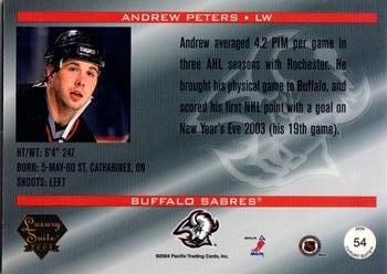 2003-04 Pacific Luxury Suite #54 Andrew Peters Back