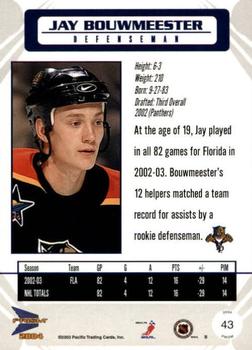2003-04 Pacific Prism #43 Jay Bouwmeester Back