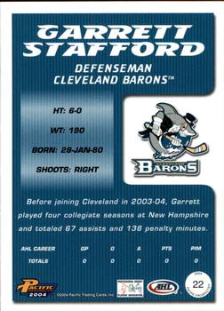 2003-04 Pacific Prospects AHL #22 Garrett Stafford Back