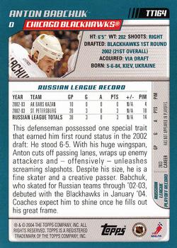 2003-04 Topps Traded & Rookies #TT164 Anton Babchuk Back
