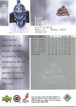 2003-04 Upper Deck #58 Marc Denis Back