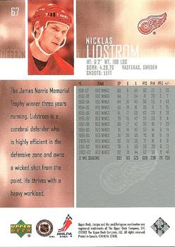 2003-04 Upper Deck #67 Nicklas Lidstrom Back