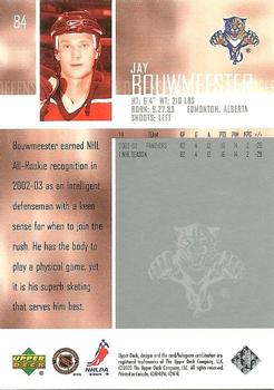 2003-04 Upper Deck #84 Jay Bouwmeester Back