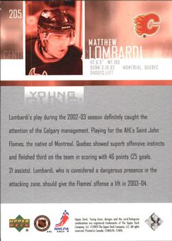 2003-04 Upper Deck #205 Matthew Lombardi Back