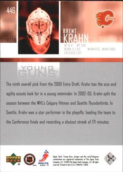 2003-04 Upper Deck #446 Brent Krahn Back