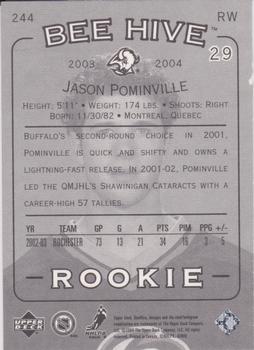 2003-04 Upper Deck Beehive #244 Jason Pominville Back