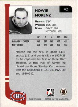 2004-05 In The Game Franchises Canadian #42 Howie Morenz Back