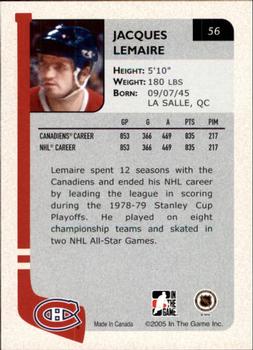 2004-05 In The Game Franchises Canadian #56 Jacques Lemaire Back