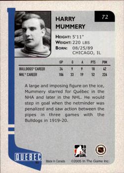 2004-05 In The Game Franchises Canadian #72 Harry Mummery Back