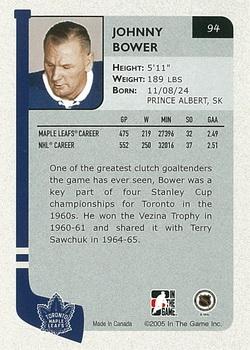 2004-05 In The Game Franchises Canadian #94 Johnny Bower Back