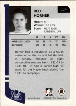 2004-05 In The Game Franchises Canadian #114 Red Horner Back