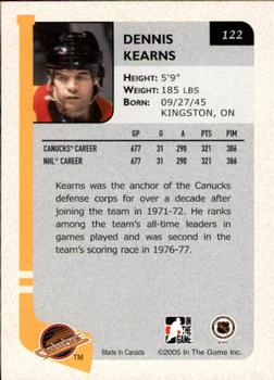 2004-05 In The Game Franchises Canadian #122 Dennis Kearns Back