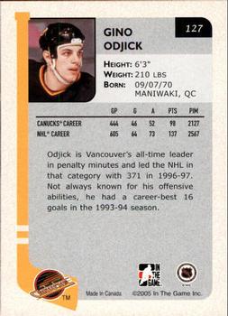 2004-05 In The Game Franchises Canadian #127 Gino Odjick Back