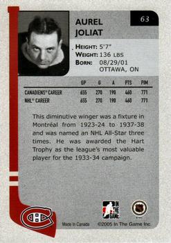 2004-05 In The Game Franchises Canadian #63 Aurel Joliat Back
